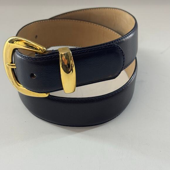 Talbots Accessories - Talbots Black Leather Belt Womens Sz S / 28 Brass Buckle